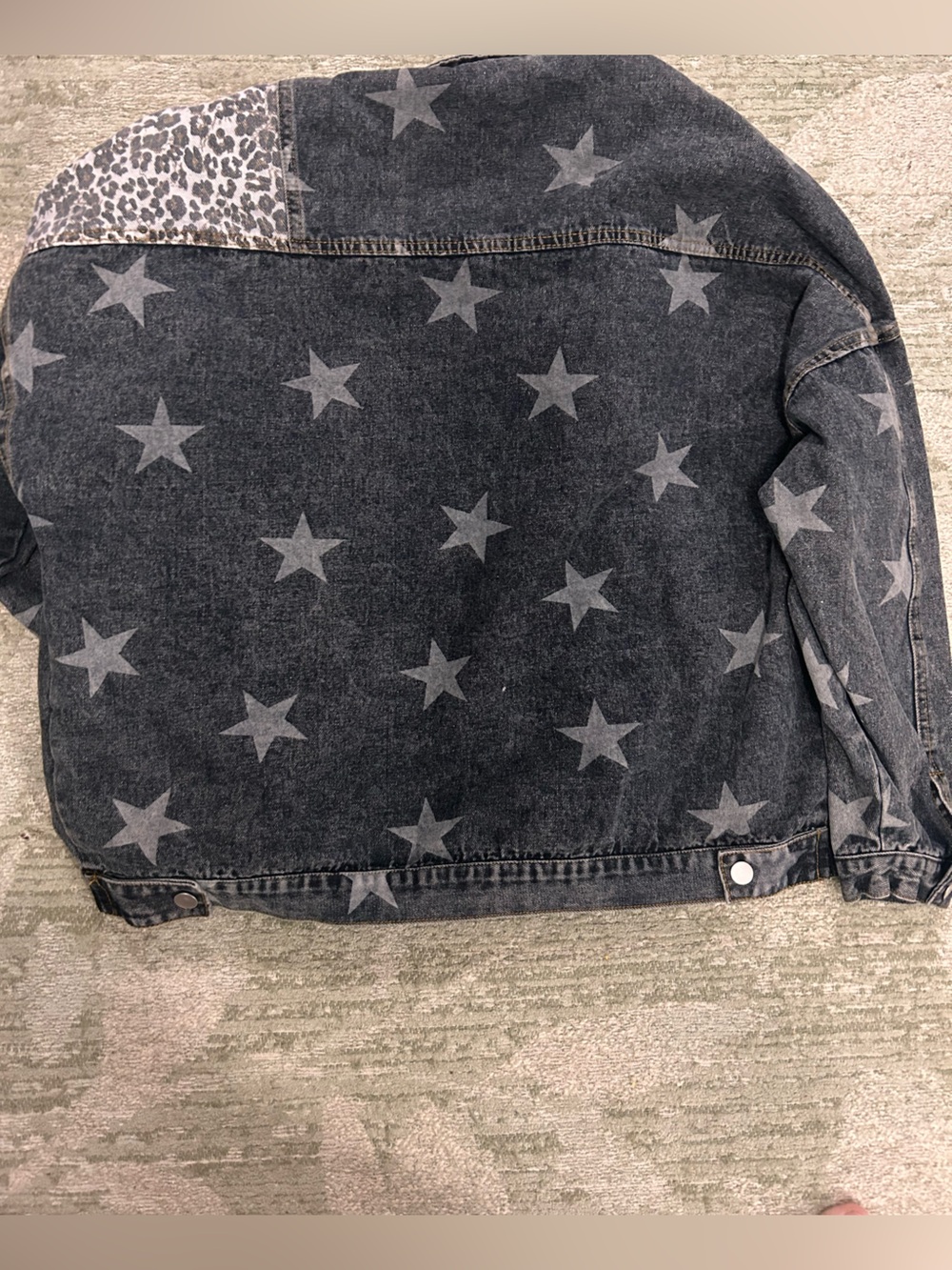 Black Star & Leopard Print Jean Jacket - Picture 5 of 5